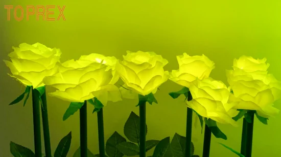 Luci da giardino Bomboniere decorative impermeabili per esterni LED artificiali con stelo di fiori di rosa